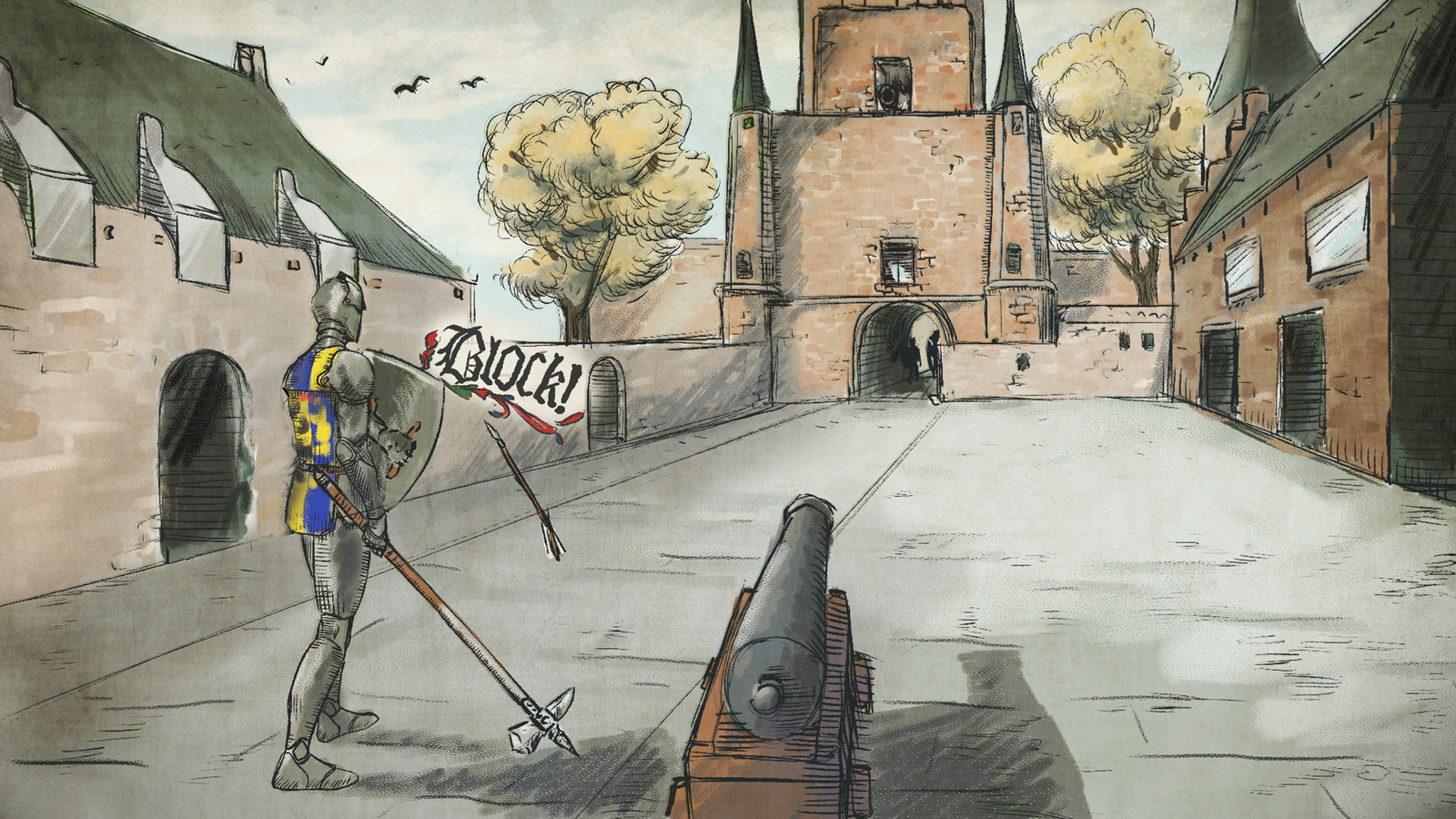 A fake screenshot I made during the concepting phase of my 2nd internship. Another intern made the initial lineart! I added a little onto that and did the rendering.